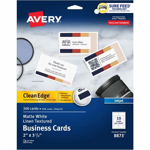 Avery® AVE08873 Avery® Clean Edge Business Cards, White Textured, 200 (08873)