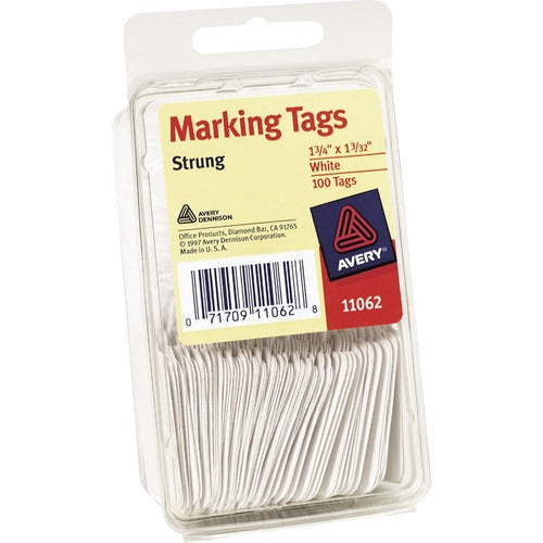 Avery® AVE11062 Avery® White Marking Tags, Strung, 1-3/4" x 1-3/32" , 100 Tags (11062)