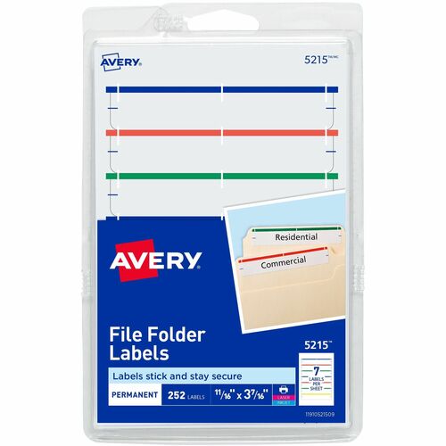 Avery® AVE05215 Avery® File Folder Labels, Assorted, 2/3" x 3-7/16" , 252 (5215)