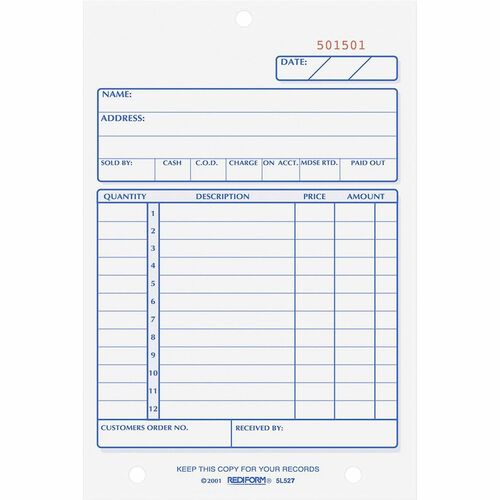 Rediform RED5L527 Carbonless Sales Forms