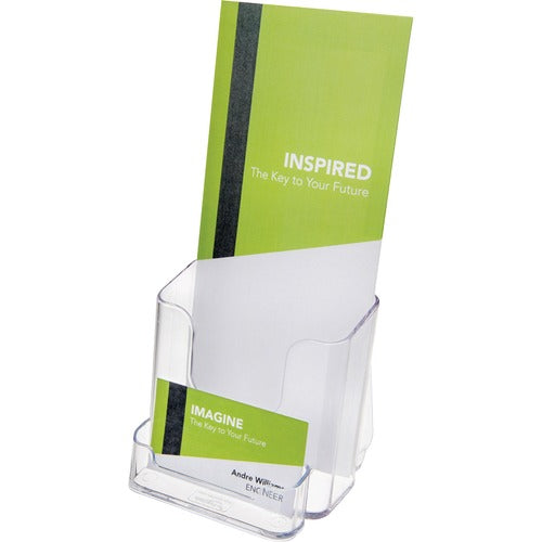 Deflecto DEF78601 Countertop Leaflet Holder With Business Card Holder - 2 Compartment(S) - 7.8" Height X 4.4" Width X 4.1" Depth - Desktop - Clear - Plastic - 1Each