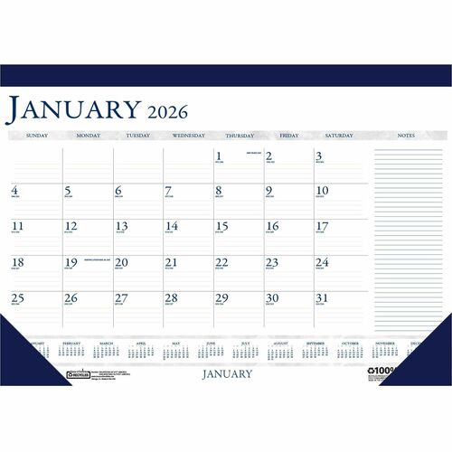 House of Doolittle HOD164 Blue/Gray Print Monthly Desk Pad