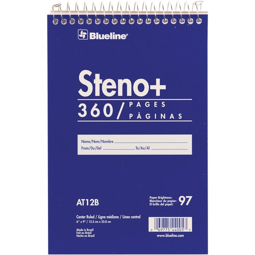 Blueline REDAT12B White Paper Wirebound Steno Pad