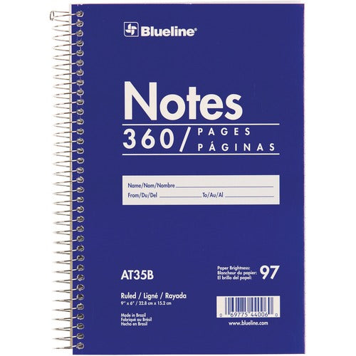 Blueline REDAT35B White Paper Wirebound Steno Pad