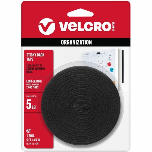 VELCRO® VEK90086 Sticky Back 5ft x 3/4in Roll Black