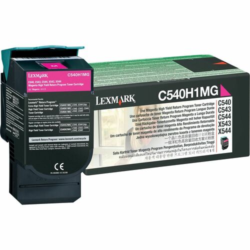 Lexmark LEXC540H1MG Return High Capacity Magenta Toner Cartridge - Laser - 2000 Page - 1 Each
