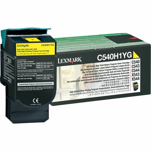 Lexmark LEXC540H1YG Return High Capacity Yellow Toner Cartridge - Laser - 2000 Page - 1 Each
