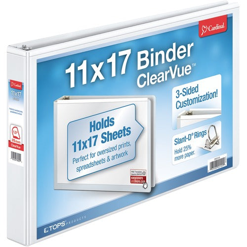Cardinal® CRD22122 ClearVue Overlay Tabloid D-Ring Binder
