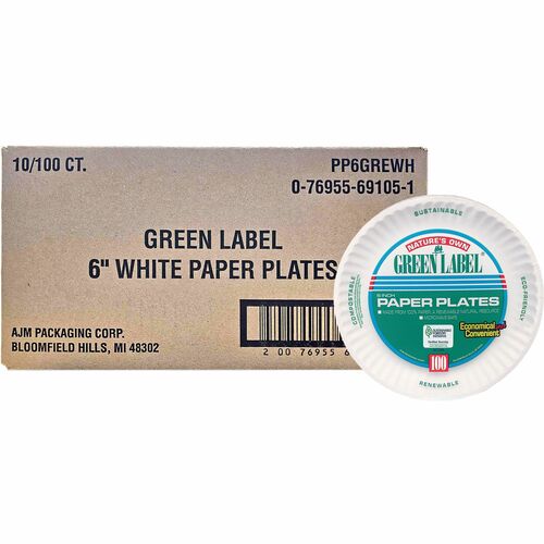 Green Label AJMPP6GRE 6" Economy Paper Plates
