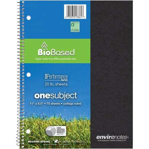Roaring Spring ROA13361 Environotes College Ruled 1 Subject Recycled Spiral Notebook