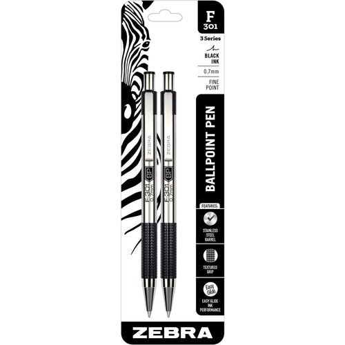 Zebra ZEB27112 STEEL 3 Series F-301 Retractable Ballpoint Pen