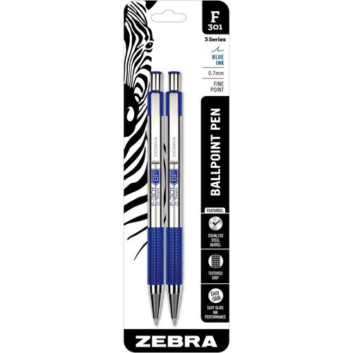 Zebra ZEB27122 STEEL 3 Series F-301 Retractable Ballpoint Pen