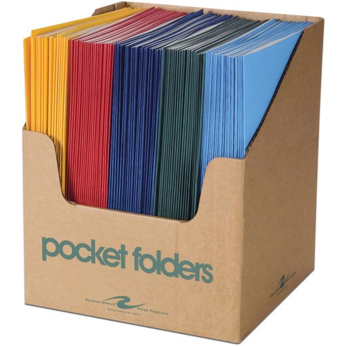 Roaring Spring ROA50200 Standard Colors Embossed Two Pocket Portfolio - 9 1/2" X 11 3/4" Sheet Size - 2 Pocket(S) - Paper - Assorted - 100 / Carton