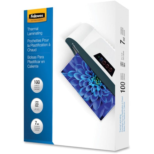 Fellowes FEL52041 Glossy Pouches - Letter, 7 Mil, 100 Pack - Sheet Size Supported: Letter - Laminating Pouch/Sheet Size: 9" Width X 11.50" Length X 7 Mil Thickness - Type G - Glossy - For Document, Letter - Durable - Clear - 100 / Pack