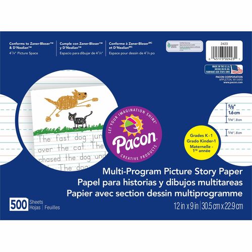 Pacon® PAC2423 Multi-program Ruled Picture Story Paper