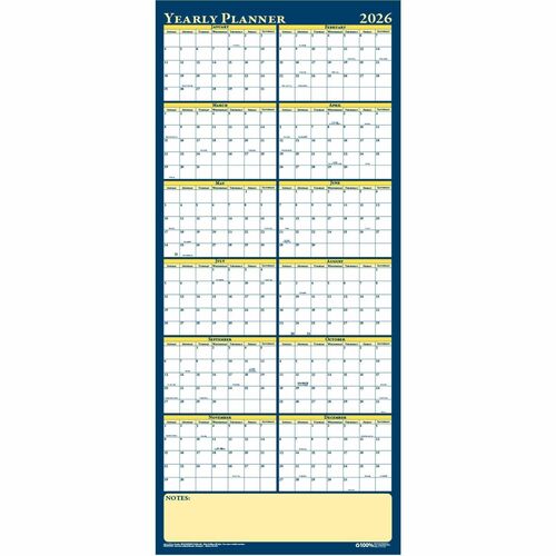 House of Doolittle HOD3974 Laminated Yearly Wall Planner