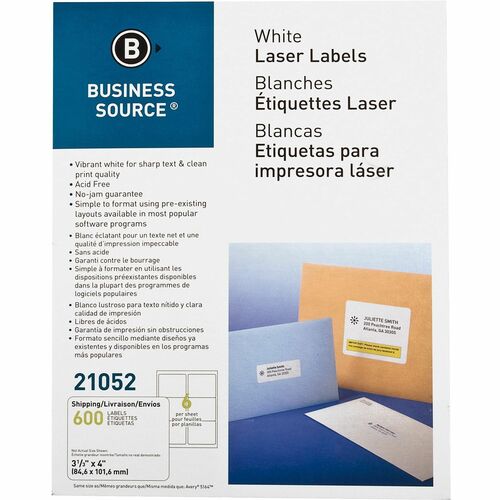 Business Source BSN21052 Bright White Premium-quality Address Labels