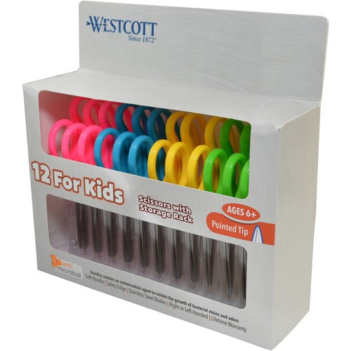 Westcott ACM14872 Westcott Kids Scissor Pack - 5" Overall Length - Pointed - Straight-Left/Right - Plastic, Stainless Steel - Assorted