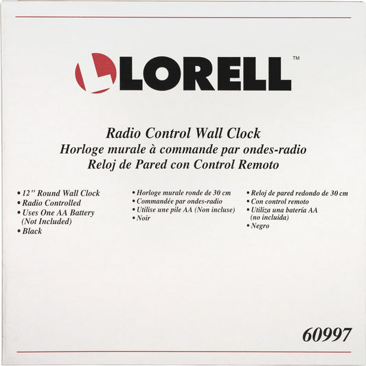 Lorell LLR60997 12" Round Radio-Controlled Wall Clock