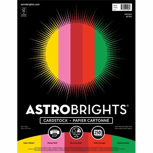 Astrobrights WAU21003 Color Card Stock "Vintage" , 5 Assorted Colours