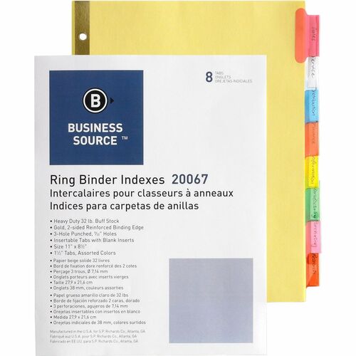 Business Source BSN20067 Reinforced Insertable Tab Indexes