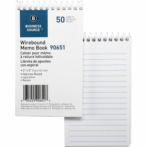 Business Source BSN90651 Wirebound Memo Books
