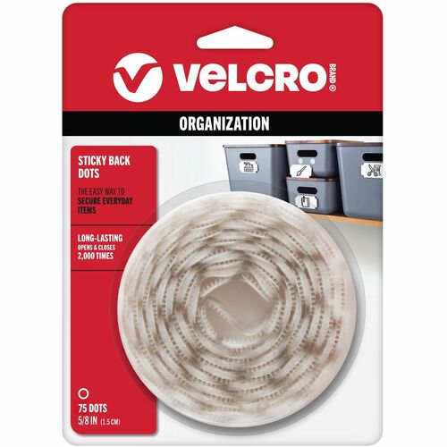VELCRO® VEK90090 Sticky Back 5/8in Circles White 75 Ct