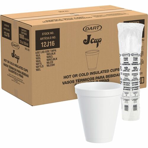 Dart DCC12J16 J Cup 12 oz Squat Insulated Foam Cups