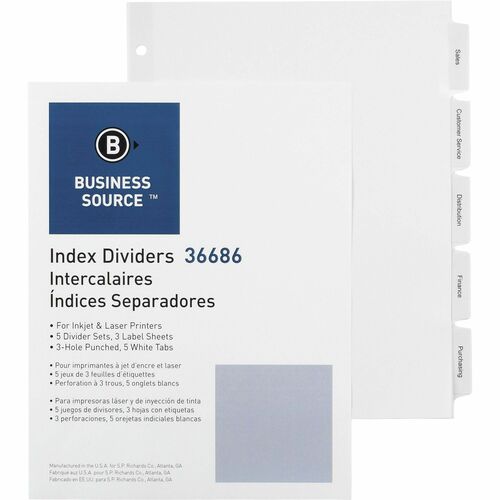 Business Source BSN36686 Punched Tabbed Laser Index Dividers