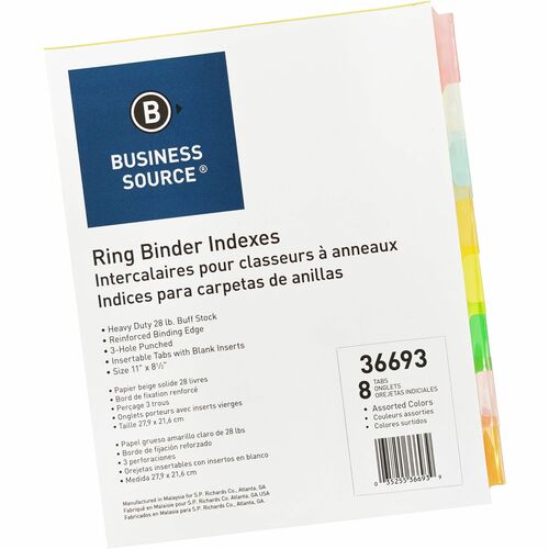Business Source BSN36693 Insertable Tab Ring Binder Indexes