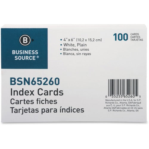 Business Source BSN65260 Plain Index Cards