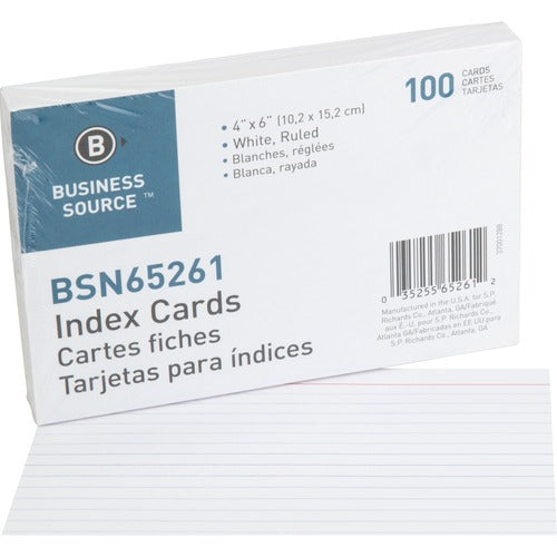 Business Source BSN65261 Ruled Index Cards