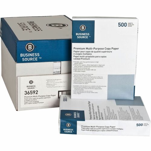 Business Source BSN36592 3HP Premium Multipurpose Copy Paper - White