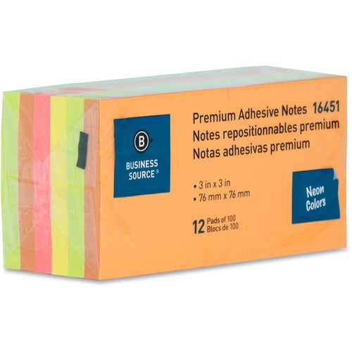 Business Source BSN16451 Repositionable Neon Notes