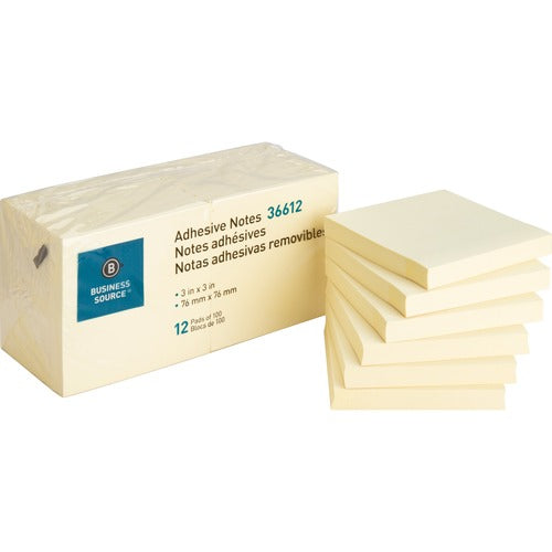 Business Source BSN36612 Yellow Repositionable Adhesive Notes