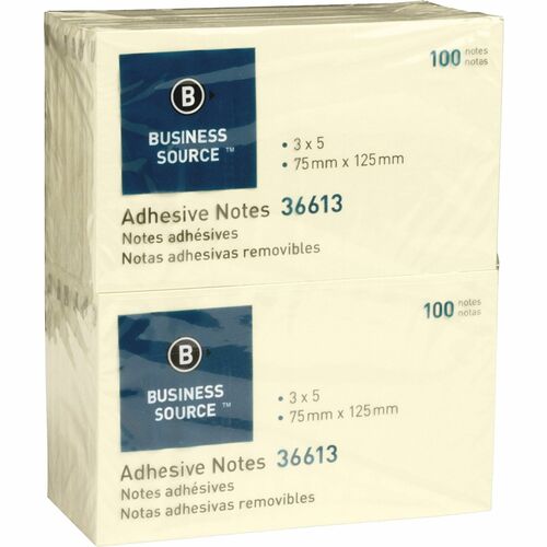 Business Source BSN36613 Yellow Repositionable Adhesive Notes