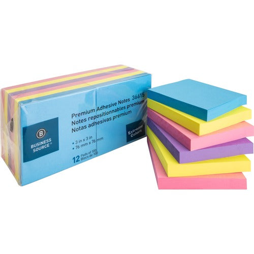 Business Source BSN36615 3x3 Extreme Colors Adhesive Notes