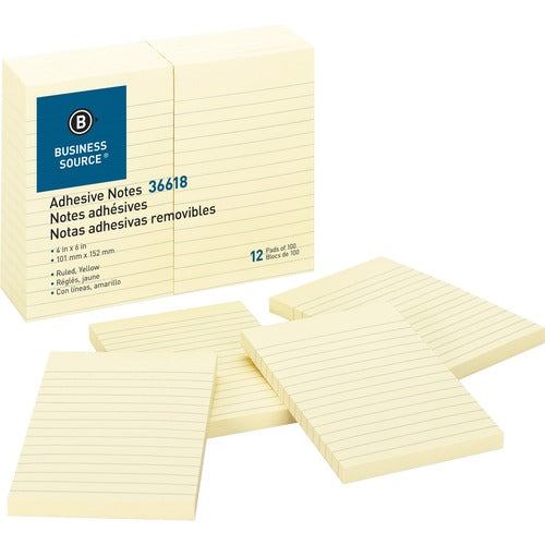 Business Source BSN36618 Ruled Adhesive Notes