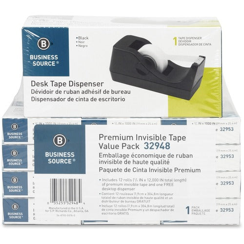 Business Source BSN32948 Invisible Tape Dispenser Value Pack