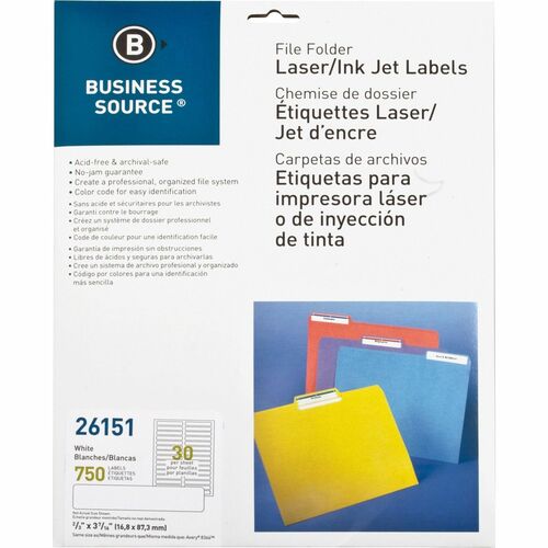 Business Source BSN26151 Laser/Inkjet Permanent File Folder Labels