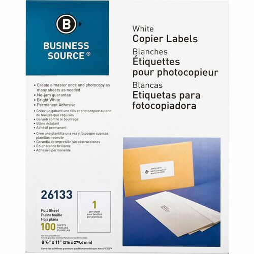 Business Source BSN26133 8-1/2"x11" Copier Labels