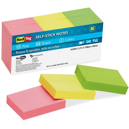 Redi-Tag RTG23701 Self-Stick Recycled Neon Notes