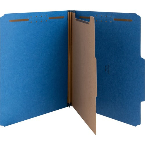 Nature Saver NATSP17202 Colored Classification Folder - Letter - 8 1/2" X 11" Sheet Size - 2" Fastener Capacity For Folder - Top Tab Location - 1 Divider(S) - 25 Pt. Folder Thickness - Blue - Recycled - 10 / Box