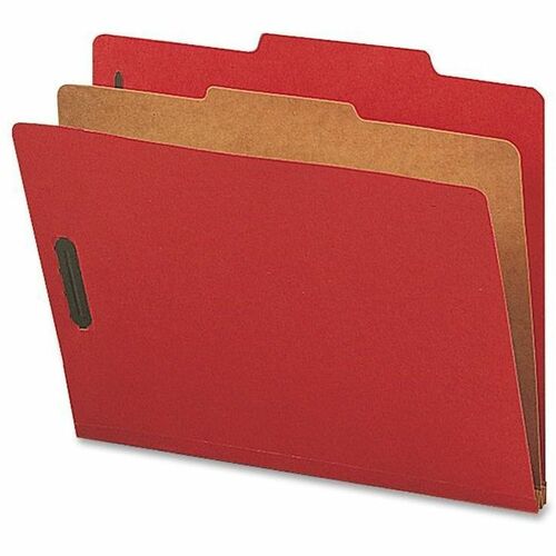 Nature Saver NATSP17201 Colored Classification Folder - Letter - 8 1/2" X 11" Sheet Size - 2" Fastener Capacity For Folder - 1 Divider(S) - 25 Pt. Folder Thickness - Bright Red - Recycled - 10 / Box