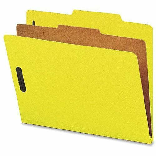 Nature Saver NATSP17204 Colored Classification Folder - Letter - 8 1/2" Sheet Size - 2" Expansion - 2" Fastener Capacity For Folder - Top Tab Location - 1 Divider(S) - 25 Pt. Folder Thickness - Yellow - Recycled - 10 / Box