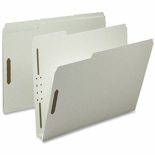 Nature Saver NATSP17217 Pressboard Fastener Folder-Letter-8 1/2" X 11" Sheet Size-2" Expansion-2 Fastener(S)-2" Fastener Capacity For Folder-1/3 Tab Cut-Assorted Position Tab Location-25 Pt. Folder Thickness-Pressboard-Gray/Green-Recycled-25