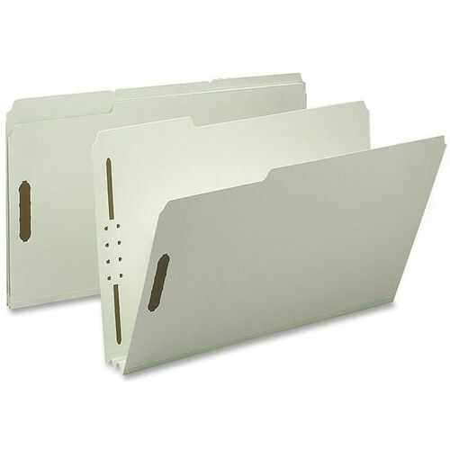 Nature Saver NATSP17235 Pressboard Fastener Folder-Legal-8 1/2" X 14" Sheet Size-2" Expansion-2 Fastener(S)-2" Fastener Capacity For Folder-1/3 Tab Cut-Assorted Position Tab Location-25 Pt. Folder Thickness-Pressboard-Gray/Green-Recycled-25