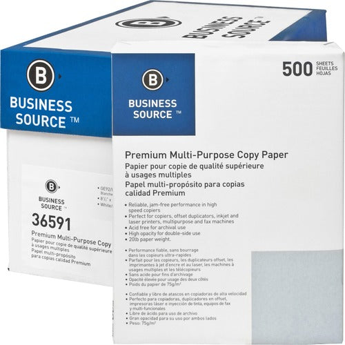 Business Source BSN36591PL Premium Multipurpose Copy Paper - White