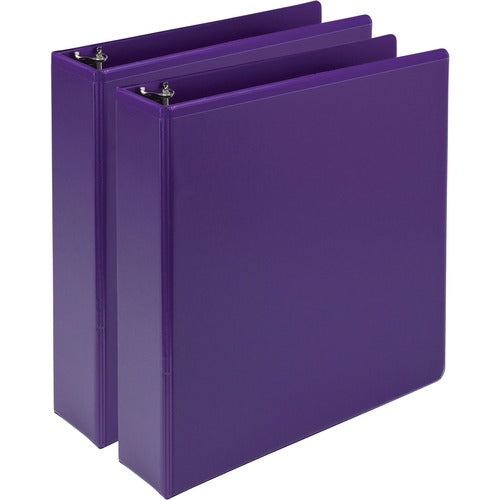 Samsill SAMU86608 Presentation View Binder - 2" Binder Capacity - Letter - 8 1/2" X 11" Sheet Size - 450 Sheet Capacity - Round Ring Fastener - 2 Internal Pocket(S) - Vinyl, Chipboard - Purple - Recycled - 2 / Pack