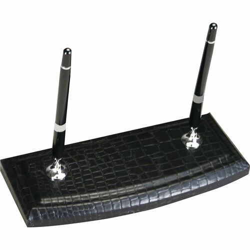 Dacasso DACA2212 Crocodile Embossed Black Leather Pen Stand